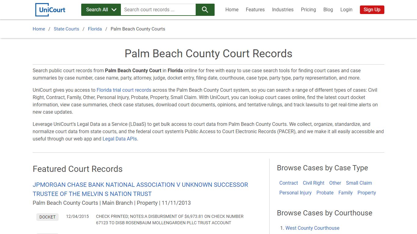 Palm Beach County Court Records | Florida | UniCourt